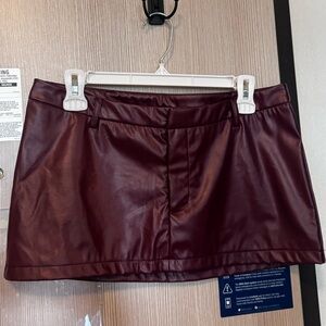 Shein Burgundy Faux Leather Skirt
